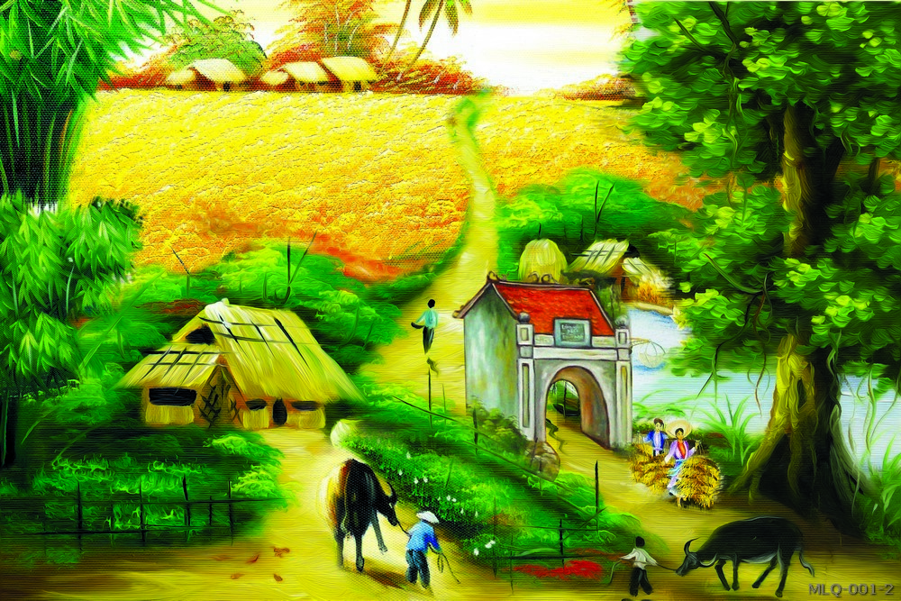 Phong cảnh làng quê - sơn dầu MLQ-001-2